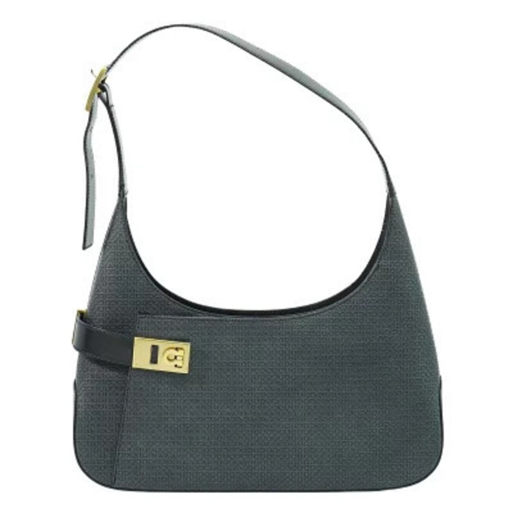 Salvatore Ferragamo Gancini Leather Shoulder Bag Black Gray